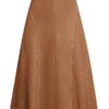 Kate Kasin Women's Suede Midi Skirt 2024 Fall Winter High Waist A Line Skirt