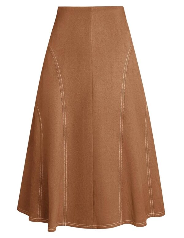 Kate Kasin Women's Suede Midi Skirt 2024 Fall Winter High Waist A Line Skirt