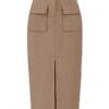 KIRUNDO Women High Waisted Cargo Midi Skirt Trendy Summer Fall Pencil Slit Dressy Casual Business Work Skirts with Pockets