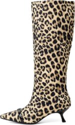 Kitten Heel Boots for Women Wide Calf Womens Knee High Boots with Pointed Toe Pull On Boots Sexy Fall Boots