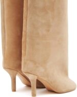 Knee High Boots Wide Calf Women Long Suede Square Toe Bootie Tall Cute Slouchy Fashion Boots Ladies Fall Booties