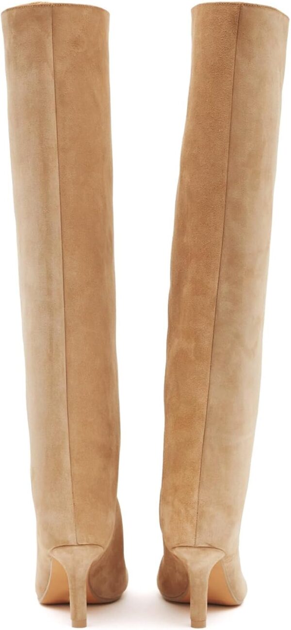 Knee High Boots Wide Calf Women Long Suede Square Toe Bootie Tall Cute Slouchy Fashion Boots Ladies Fall Booties