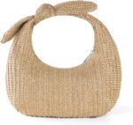 KOOIJNKO Knotted Straw Clutch Purse Bow Summer Beach Bag Dumpling Evening Handbag