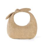 KOOIJNKO Knotted Straw Clutch Purse Bow Summer Beach Bag Dumpling Evening Handbag