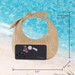 KOOIJNKO Knotted Straw Clutch Purse Bow Summer Beach Bag Dumpling Evening Handbag