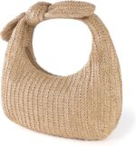 KOOIJNKO Knotted Straw Clutch Purse Bow Summer Beach Bag Dumpling Evening Handbag