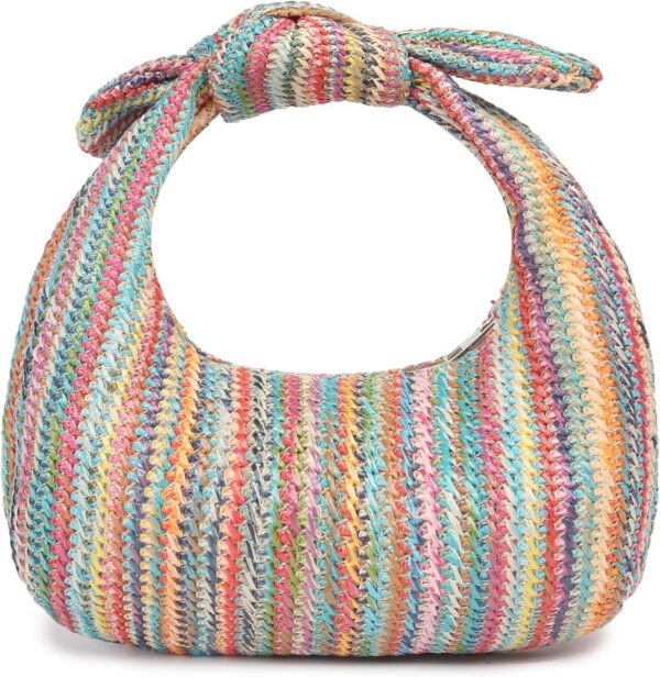 KOOIJNKO Knotted Straw Clutch Purse Bow Summer Beach Bag Dumpling Evening Handbag