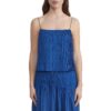 Lafayette 148 New York Womens Blue Smocked Cropped Cami Shirt M BHFO 8320