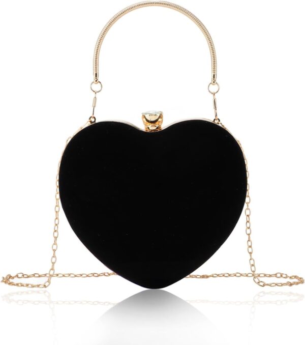 Lanpet Women Heart Shaped Evening Bag Mini Clutch Purse Chain Strap Shoulder Bag Handbag for Wedding Cocktail Party …