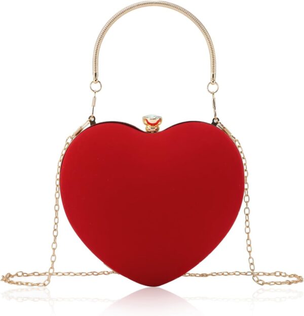 Lanpet Women Heart Shaped Evening Bag Mini Clutch Purse Chain Strap Shoulder Bag Handbag for Wedding Cocktail Party …