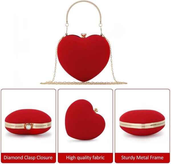 Lanpet Women Heart Shaped Evening Bag Mini Clutch Purse Chain Strap Shoulder Bag Handbag for Wedding Cocktail Party …