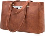 Laptop Tote Bag for Women 15.6 Inch Waterproof Leather Computer Bags Women Business Office Work Bag Briefcase Brown