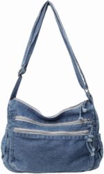 Large Denim Purses for Women Denim Shoulder Bag Crossbody Casual Retro Lightweight Tote Handbags