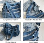 Large Denim Purses for Women Denim Shoulder Bag Crossbody Casual Retro Lightweight Tote Handbags