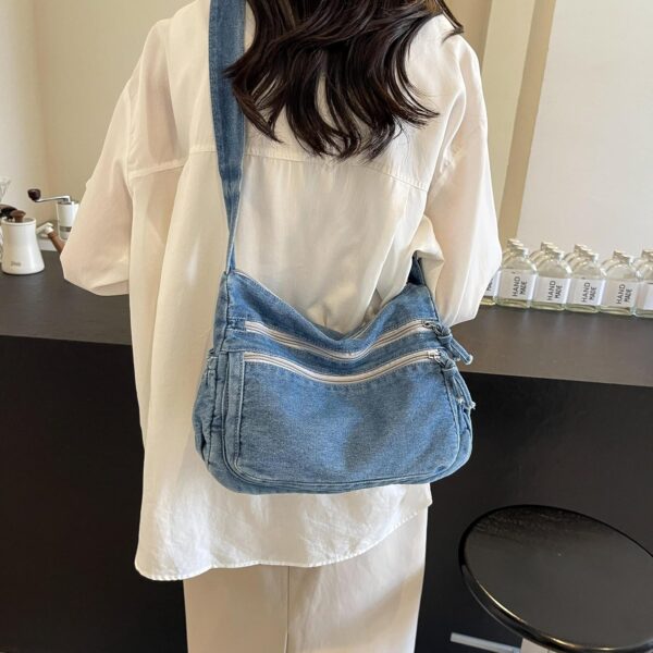 Large Denim Purses for Women Denim Shoulder Bag Crossbody Casual Retro Lightweight Tote Handbags