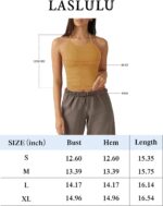 LASLULU Womens Sports Bra Seamless Long Crop Tank Racer Back Spaghetti Strap Workout Yoga Padded Bra Halter Neck Casual Tops