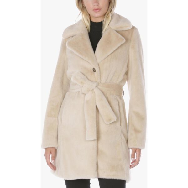 Laundry by Shelli Segal Womens Beige Faux Fur Wrap Coat Outerwear XXL BHFO 8527