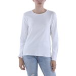 Lauren Ralph Lauren Womens White Cotton Crew Neck Pullover Top Shirt S BHFO 9563