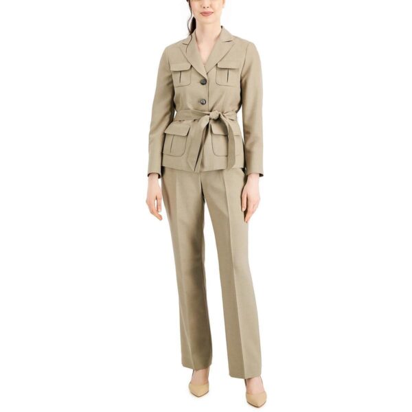 Le Suit Womens Taupe Utility Work Wear Business Belted Blazer 14 BHFO 4798