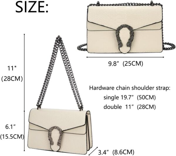 Leather Shoulder Bag Chain Purse for Women - Fashion Crossbody Bags Vintage Snake Print Underarm Bag Square Satchel Handbag