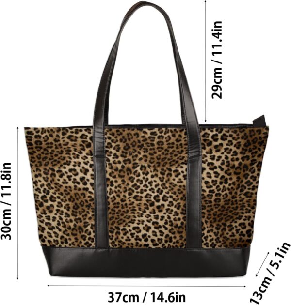 Leopard Laptop Tote Bag for Women 15.6 Inch, Animal Pattern Large Canvas Shoulder Bag, Lightweight Computer Tote Bag Stylish Handbag for Business Office Work Travel Bag