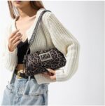 Leopard Print Shoulder Bag Cheetah Print Hobo Handbag Women Leather Vintage Clutch Handbag Purse