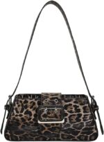 Leopard Print Shoulder Bag Cheetah Print Hobo Handbag Women Leather Vintage Clutch Handbag Purse