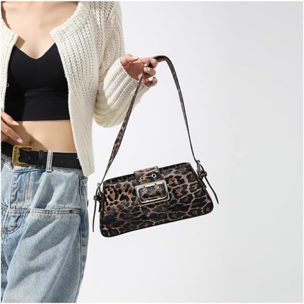 Leopard Print Shoulder Bag Cheetah Print Hobo Handbag Women Leather Vintage Clutch Handbag Purse