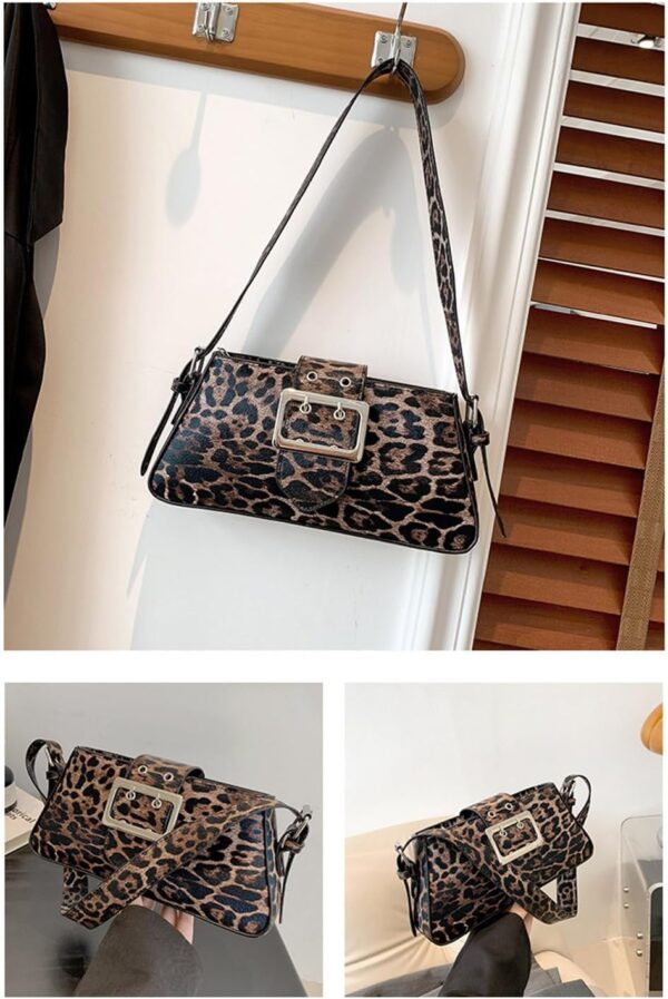 Leopard Print Shoulder Bag Cheetah Print Hobo Handbag Women Leather Vintage Clutch Handbag Purse