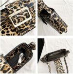 Leopard Print Shoulder Bag Cheetah Print Hobo Handbag Women Leather Vintage Clutch Handbag Purse