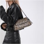 Leopard Print Shoulder Bag Cheetah Print Hobo Handbag Women Leather Vintage Clutch Handbag Purse