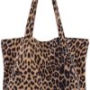 Leopard Shoulder Bag Soft & Lightweight Large Tote Purse Handbag Travel Satchel Gift for Women