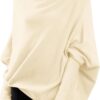 LILLUSORY Womens Batwing Oversized Sweaters Assymetrical Off The Shoulder Boat Neck Wrap Tunic Tops Fall Fashion Cloth Outfit