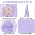 Livhil Purple Beach Bag Mesh Beach Tote Large Bag 2024 Upgrade for Women with Multiple Pockets for Family Travel Swimming Waterproof Pool Bag