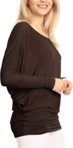 Lock and Love Women' s Flowy and Comfort Draped Long Sleeve Batwing Dolman top S-3XL Plus Size