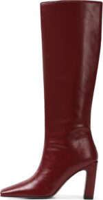 Lovee Cosee Knee High Boots for Women Square Toe Chunky Heeled Boots with Side Zipper Fashion Dress Elastic Tall Boots