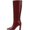 Lovee Cosee Knee High Boots for Women Square Toe Chunky Heeled Boots with Side Zipper Fashion Dress Elastic Tall Boots