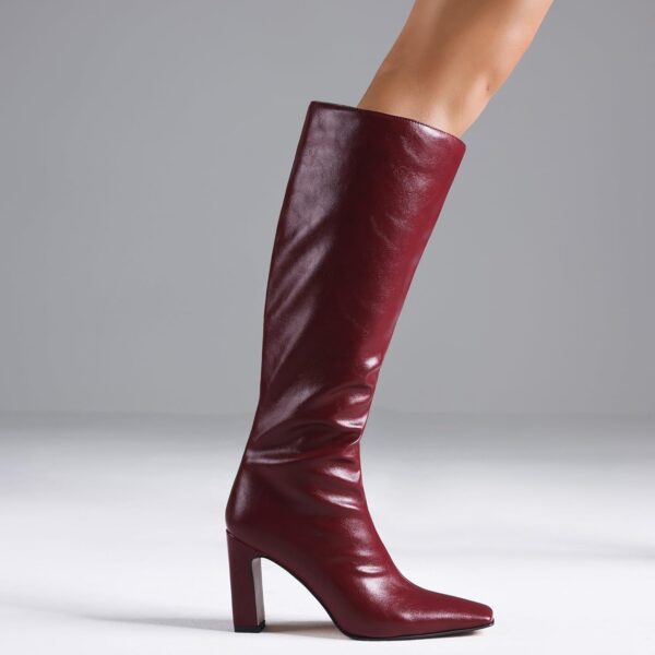 Lovee Cosee Knee High Boots for Women Square Toe Chunky Heeled Boots with Side Zipper Fashion Dress Elastic Tall Boots