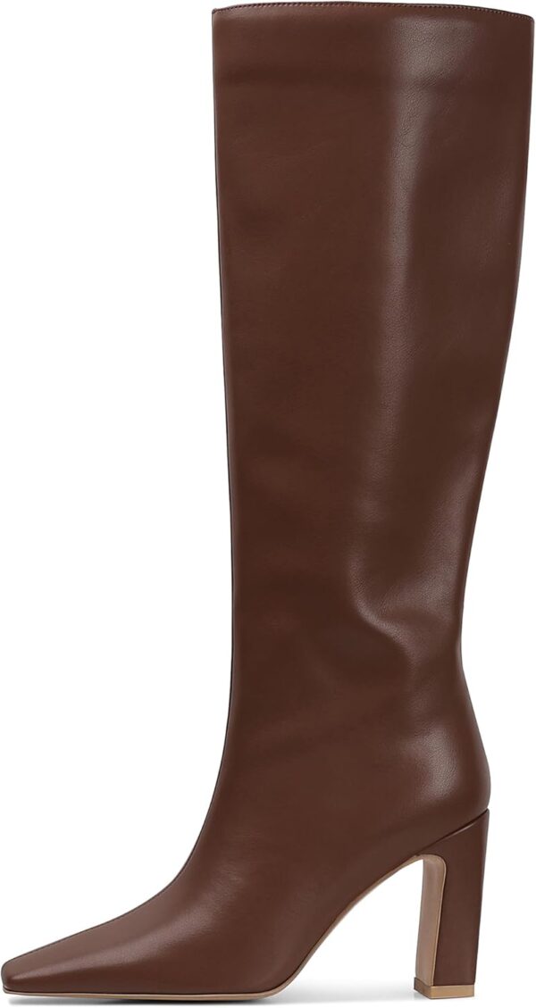 Lovee Cosee Knee High Boots for Women Square Toe Chunky Heeled Boots with Side Zipper Fashion Dress Elastic Tall Boots