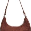 Lushandy Suede Purse for Women Brown Suede Handbag Small Shoulder Bag Fall Purse 2024 Luna Bag Crescent Moon Bag Hobo Handbag