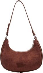 Lushandy Suede Purse for Women Brown Suede Handbag Small Shoulder Bag Fall Purse 2024 Luna Bag Crescent Moon Bag Hobo Handbag