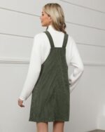 luvamia Corduroy Overall Dress for Women Adjustable Straps Casual Fashion Overalls Pinafore Short Dresses with Pockets