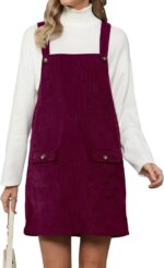 luvamia Corduroy Overall Dress for Women Adjustable Straps Casual Fashion Overalls Pinafore Short Dresses with Pockets