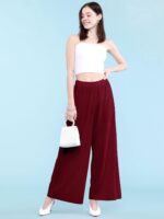 Made By Johnny Women's Pleated Wide Leg Palazzo Pants with Drawstring