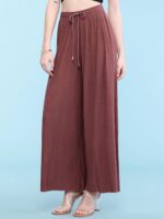 Made By Johnny Women's Pleated Wide Leg Palazzo Pants with Drawstring