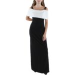 Marina Womens Black-Ivory Colorblock Evening Dress Gown 12 BHFO 3955