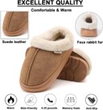 Memory Foam Fuzzy Slippers for Women, Womens slippers Platform EVA lightweight sole Warm Faux Fur Lined Suede Short Ankle Boots house slippers for woman Anti-Slip Boot For Outdoor