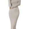 MEROKEETY Women's Formal Off Shoulder Bodycon Sweater Dress Fall Long Sleeve Elegant Cocktail Party Midi Maxi Dress