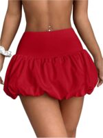 Milumia Women Y2K Bubble Mini Skirt High Waist Ruffle Hem Summer A Line Short Skirts