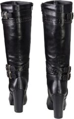 Milwaukee Leather MBL9422 Women's Tall Black Studded Strap Fashion Casual Boots with Platform Heel